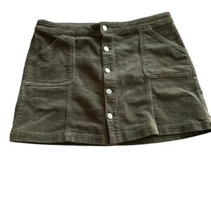 Wild Fable Olive Green Corduroy Button Front Mini Skirt | Size 12 J20